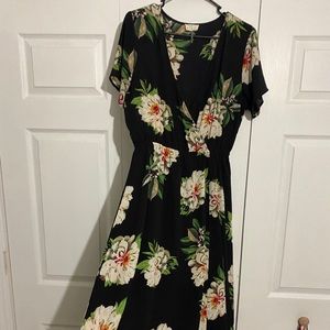 Etwo floral high low semi wrap dress